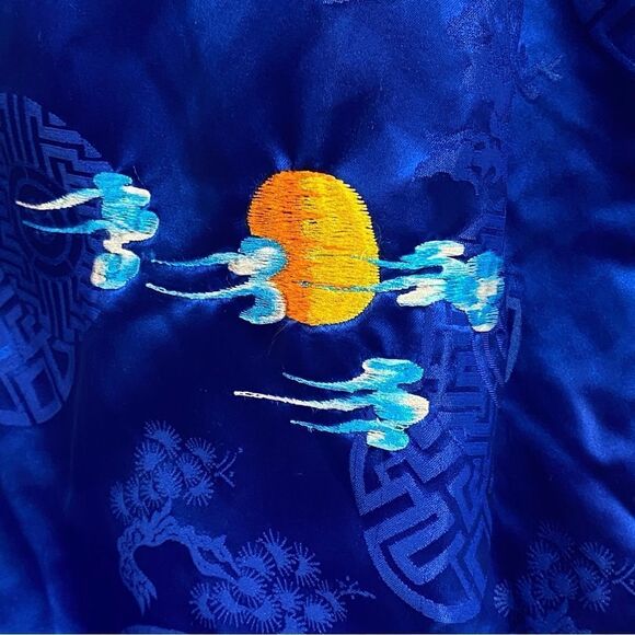 Japanese Crane Water Migration Long Kimono Robe no belt - Picture 7 of 9